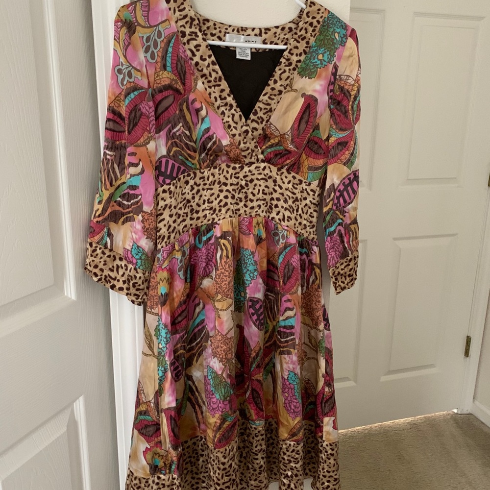 WD.NY 100%silk leopard floral dress - Picture 1 of 4